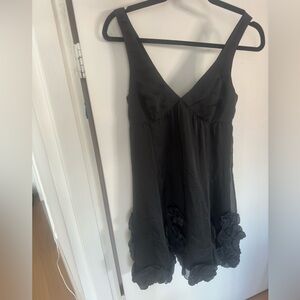 Rebecca Taylor silk dress charcoal event party date XS 0 2